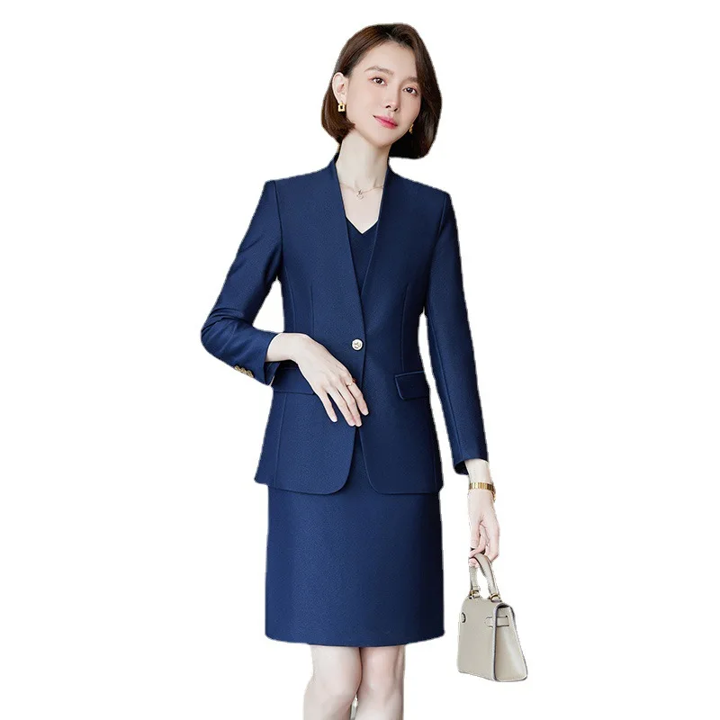 

Elegant Blazer Dress Suits Women Business Work Uniform Office Lady Professional Two Piece Set Suit Dress Female Fashion 2023