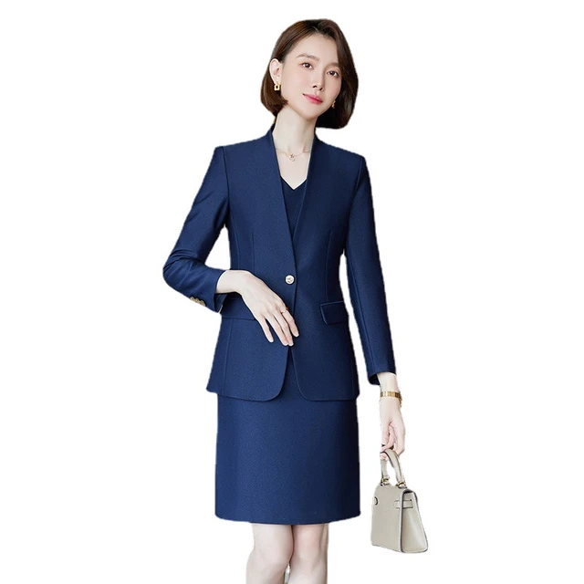 Elegant Blazer Dress Suits Women Business Work Uniform Office Lady