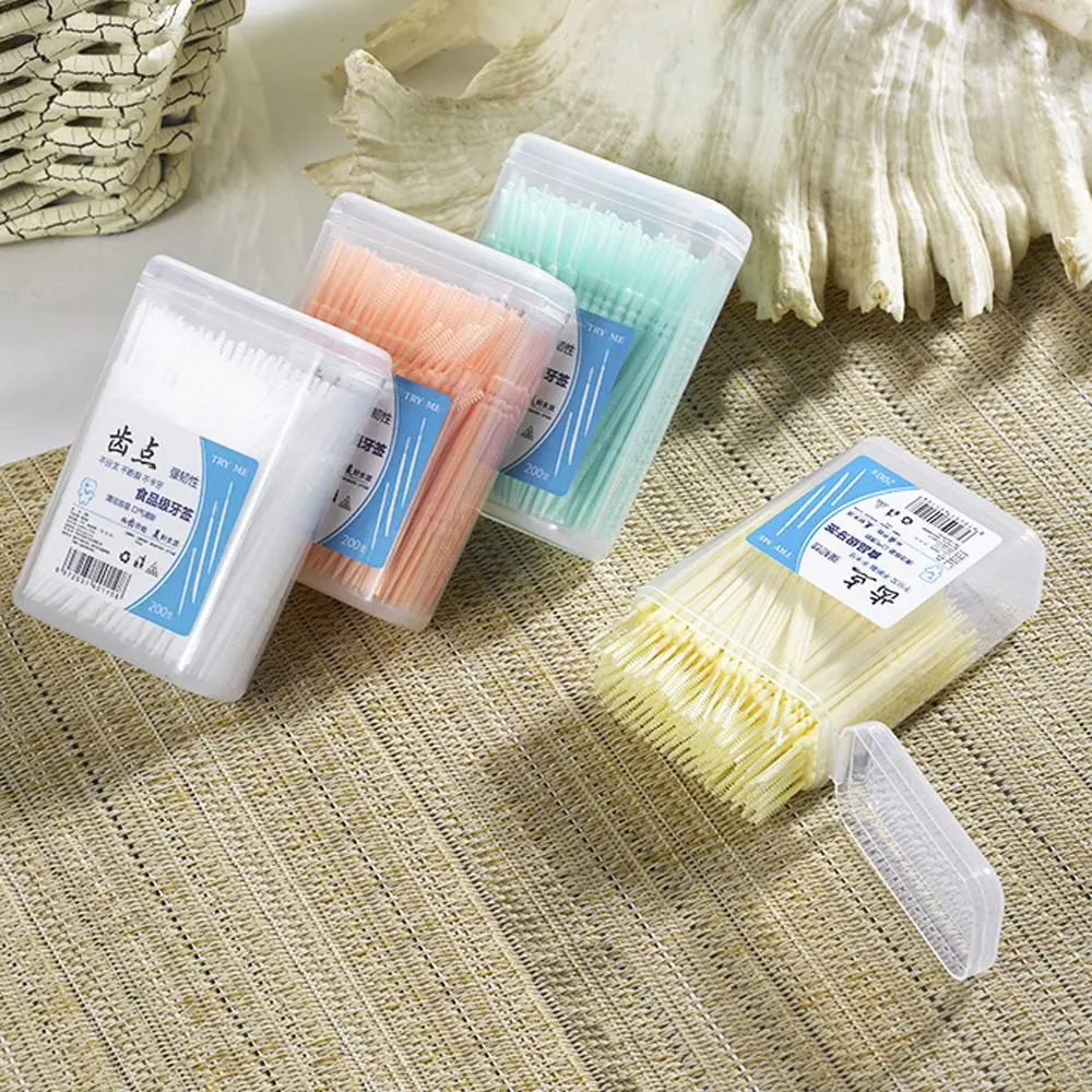 

Color Disposable Superfine Food Residue Clean Teeth Oral Care Double-head Interdental Brush Toothpick Brush Dental Floss Pick