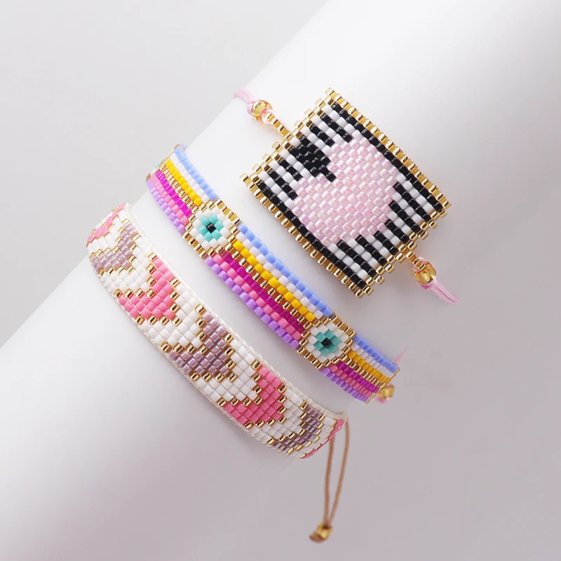 ZHONGVI Handmade Woven Heart Charms Bracelet Adjustable Women Men Colorful Miyuki Beaded String Jewelry pulseras mujer