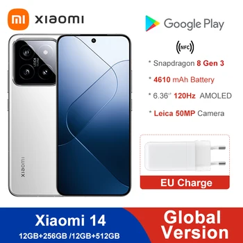 샤오미 14 스마트폰 글로벌 버전 RAM, 12GB ROM, 256GB, 512GB, 스냅드래곤 8, 3 세대 라이카 카메라, 50MP, 6.36 인치 AMOLED