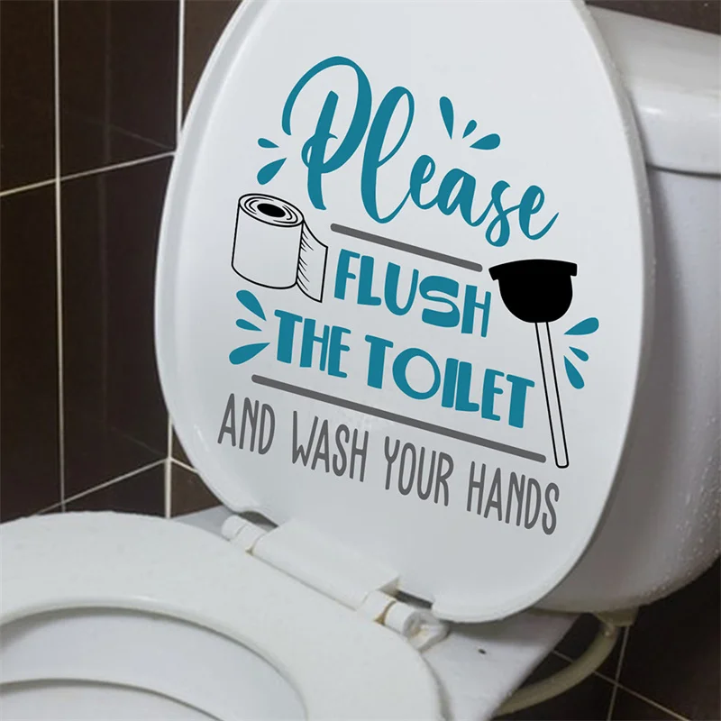 Flush The Toilet PVC Toilet Stickers Washroom Stickers Removable PVC Waterproof Self-adhesive Decals