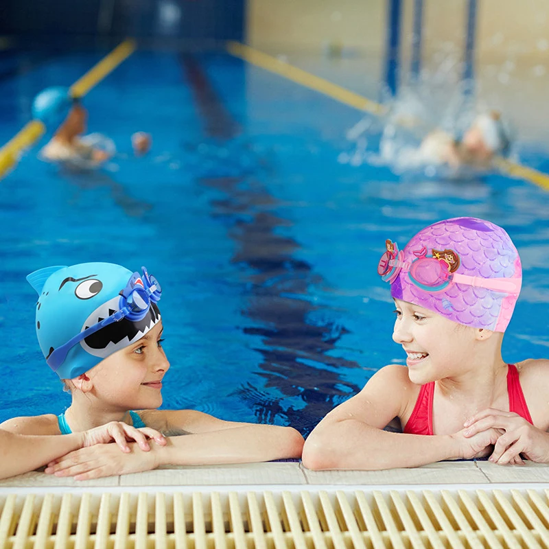 Bonnet De Bain Et Lunettes De Natation Pour Enfant- Bleu