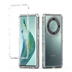 Rugged Armor Shockproof Phone Case with Transparent TPU Back for Honor X9A 5G (Clear)