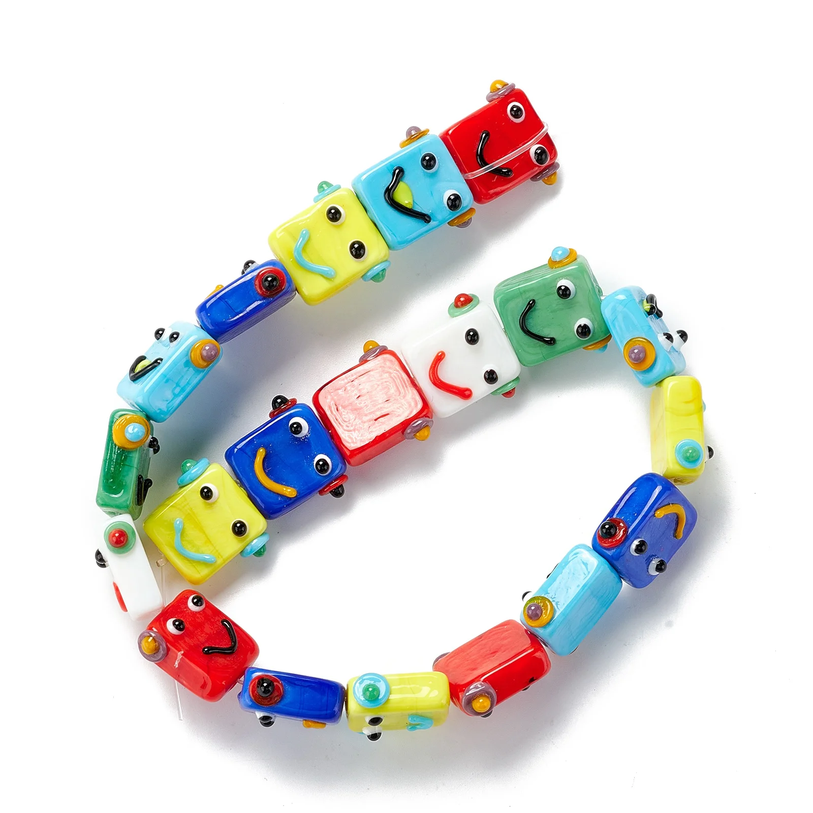 20pcs Cute Lampwork Glass Beads Robot Head Loose Spacer Beads for DIY Bracelet Earrings Making Women Jewelry Gifts