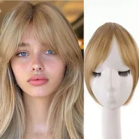 Extensions de cheveux synthétiques à clipser pour la partie frontale, avec frange à raie centrale, naturelles, sans démarcation, style oblique français et frange en forme de huit 1