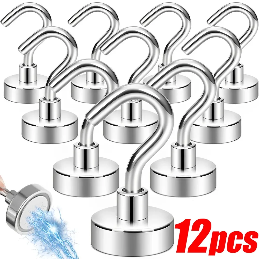 

12/1PCS Strong Magnetic Hook Practical Load Bearing Hook Multi-Purpose Storage for Home Kitchen Bar Storage Key Coat Cup Hanging