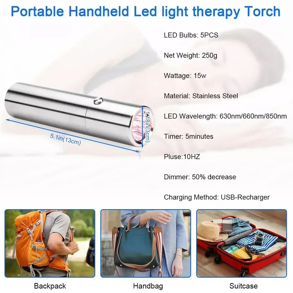 Premium Handheld Red Light Therapy Torch – Deep Tissue Pain Relief, Muscle Recovery & Skin Rejuvenation