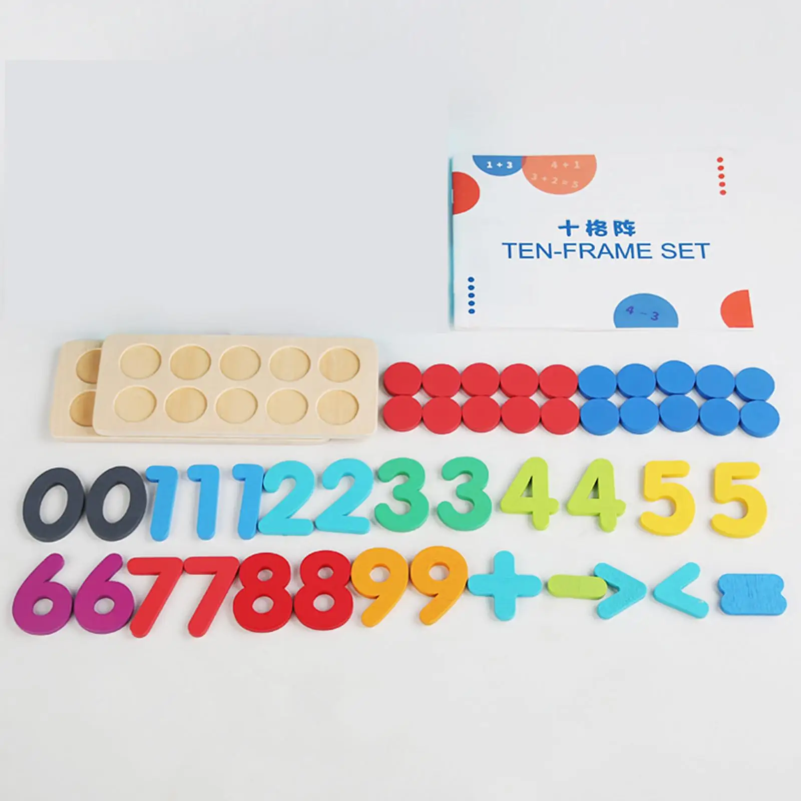 Math Manipulatives Kits Wooden Ten Frame Set for Home Kindergarten Children