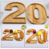 2 Pcs Birthday Number Tray Charcuterie Boards Wood Fillable Food Boxes Letter Cheese Platter Foof Baby Letters 4