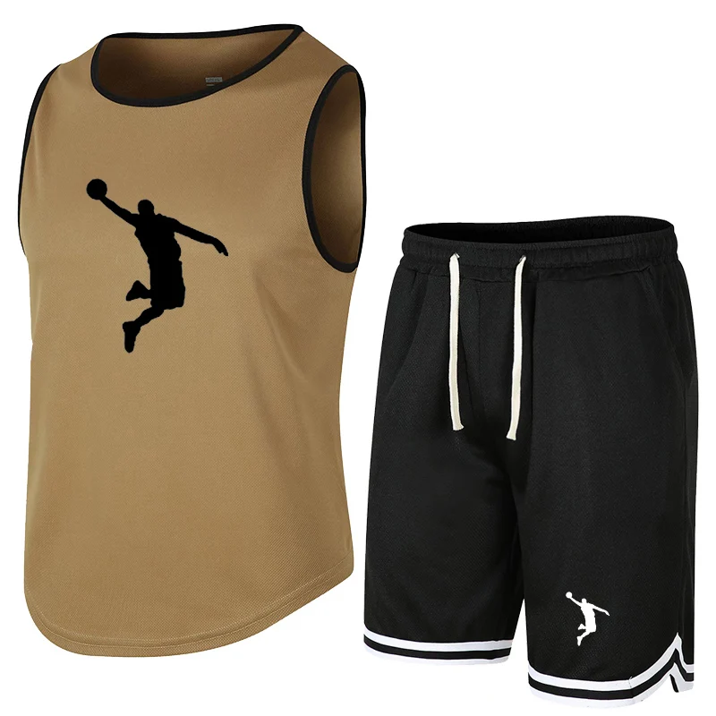 Summer Sleeveless Vest Sports Shorts Set Breathable Pants Fitness Competition Training Basketball Suit sports suit sports set tracksuit set outdoor suit set shirt and shorts set hawaiian shirt and shorts set men denim jacket pants set