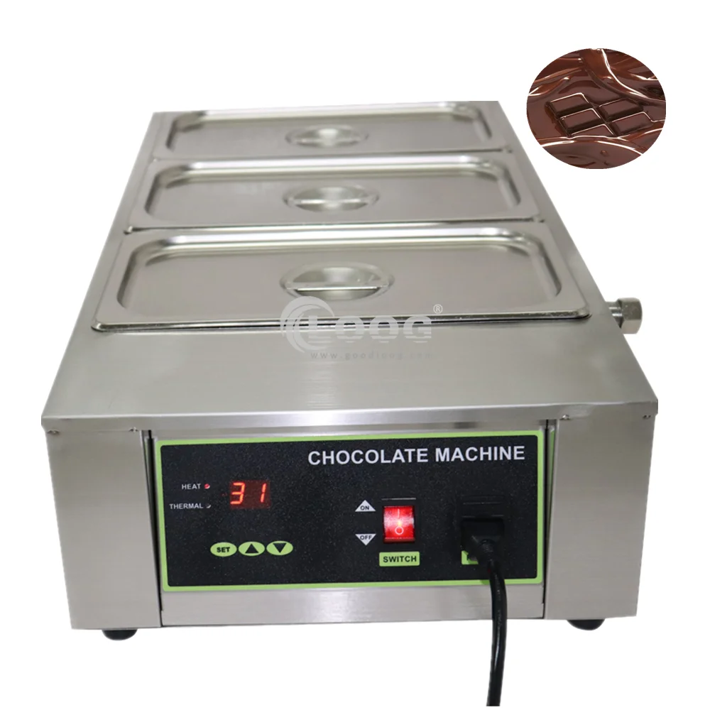 

Factory Directly Sale Electric Digital Tabletop Chocolate Tempering Machine Best 3 Pots Commercial Chocolate Melting Equipment