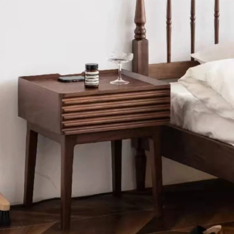 

Solid wood bedside table simple modern home bedroom wireless charging bedside storage cabinet luxury high-grade lockers.