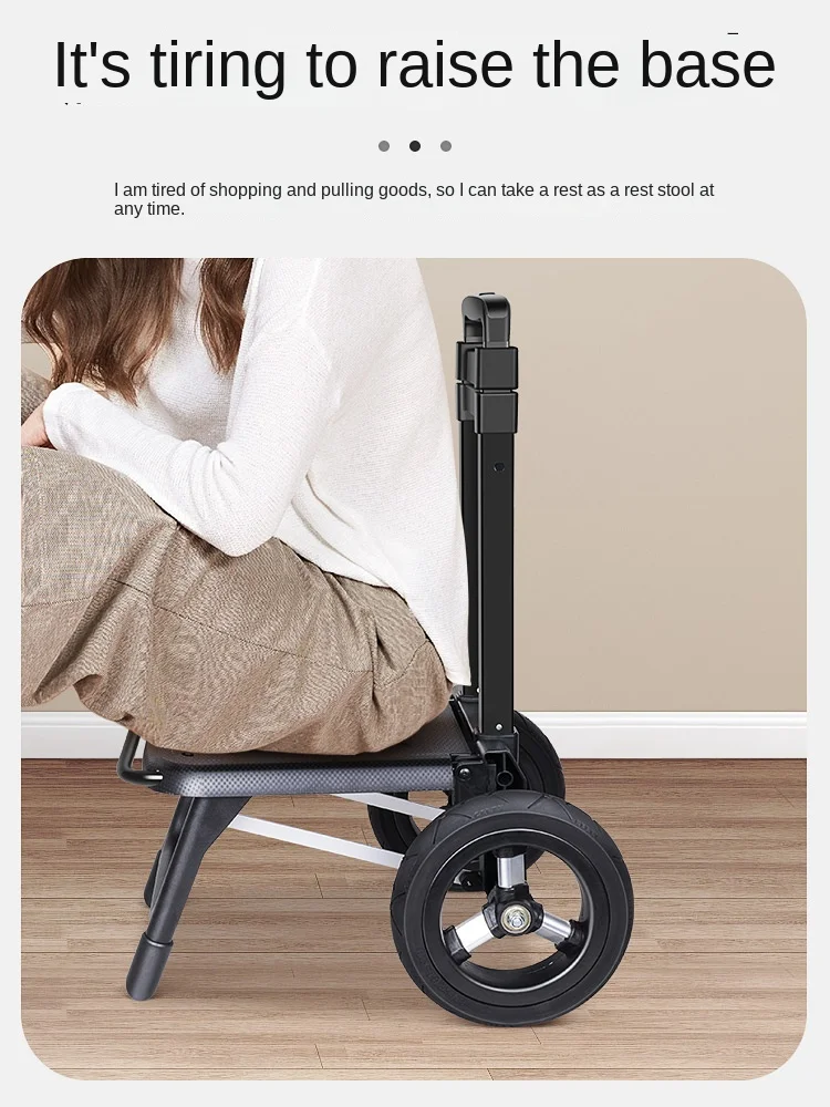 trailer folding small cart household shopping grocery small cart pulling goods pull rod for outdoor large wheeled handcart