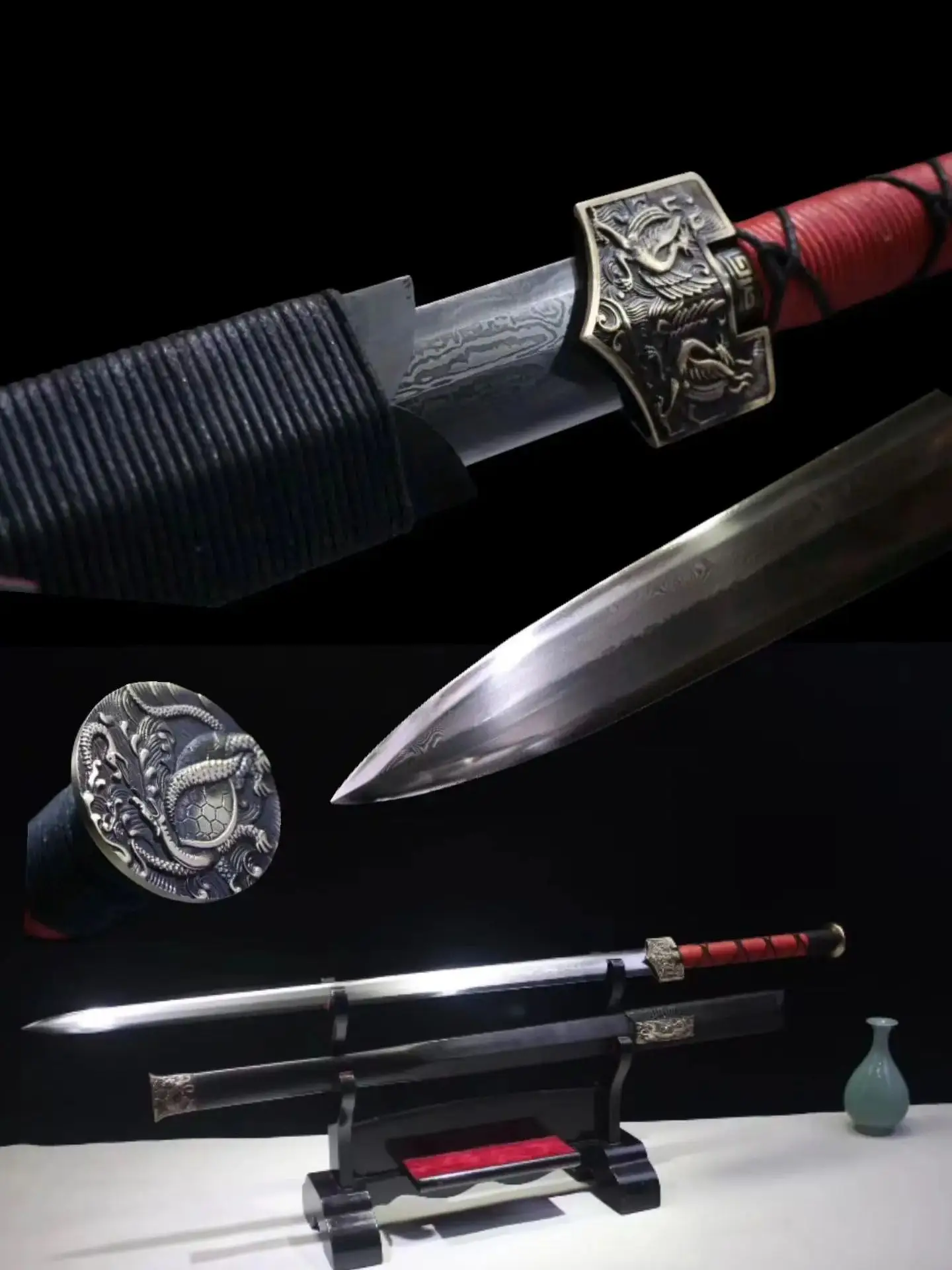 

Divine Beast Han Sword, Multiple Refined Tempered Patterned Steel Buried Earth Burning Blade, Pure Copper Fittings, Unsharpened
