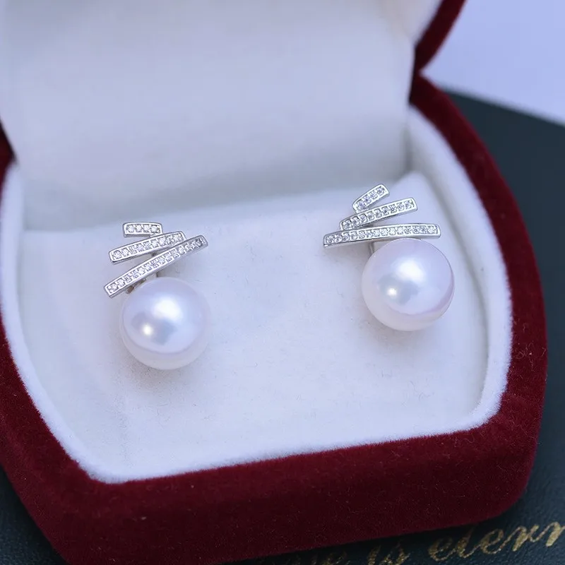 

ED82 Lefei Fashion Trendy 10-11mm Strong Luster Few Flaw Freshwater Pearl Creative Cloud Earrings Women s925 Silver Jewelry Gift