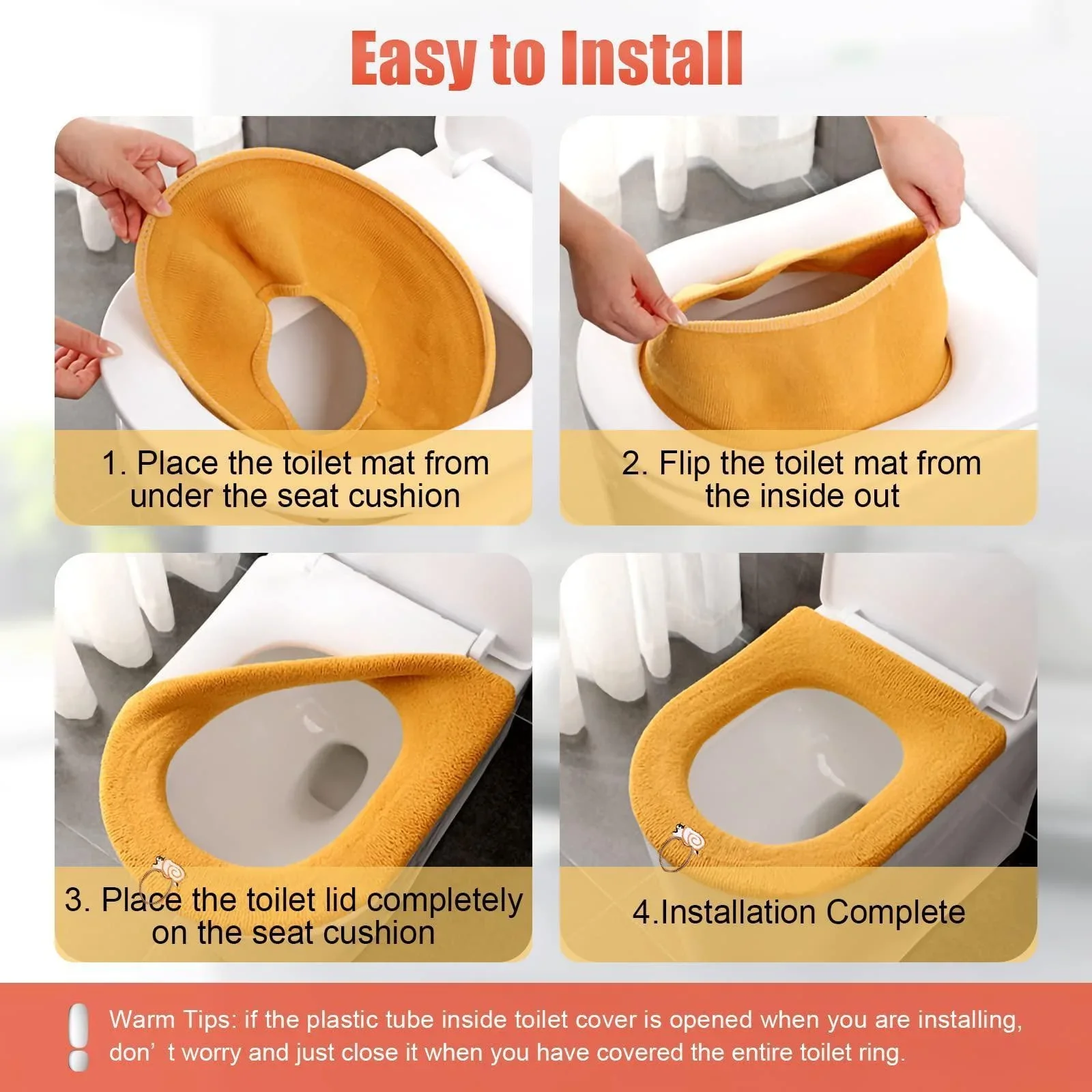 고품질 두꺼운 부드럽고 따뜻한 변기 시트 커버 패드 신축성 있는 세탁 가능한 천 욕실 쿠션