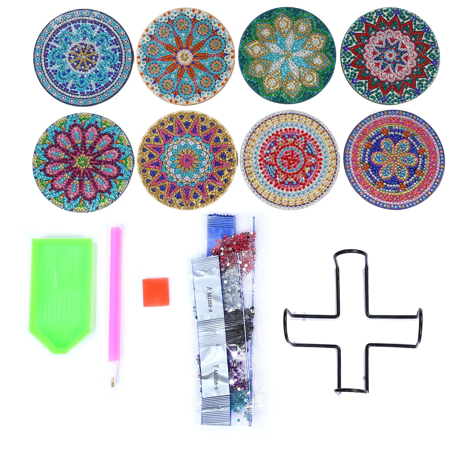 Diamond Painting Coasters Mandala  Diamond Art Mandala Coasters - 6/8pcs  Diy Diamond - Aliexpress