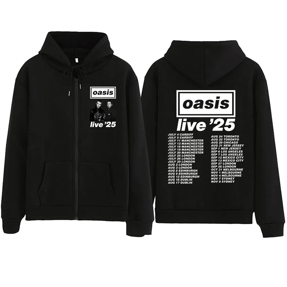 Oasis Live 25 Tour 2025 Zip Up Hoodie for Fan Hoodies Sweatshirt