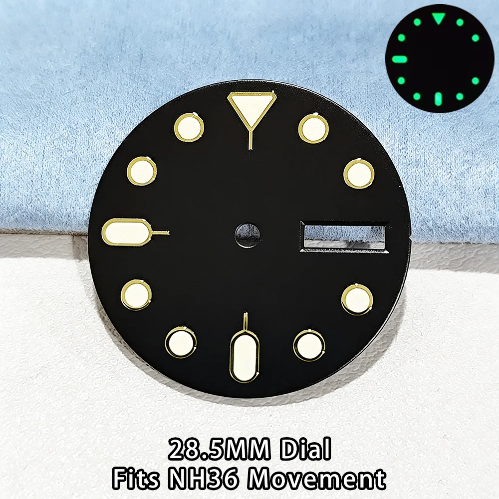 Green Luminous Watch Dial with Single/Dual Calendar Display - 28.5mm Accessory