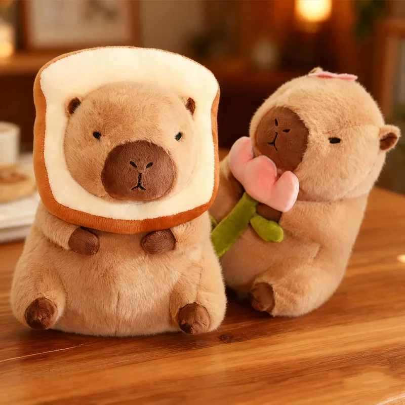 23CM Kawaii Anime Capybara Bread Plush Toy Creative Stuffed Animals Capybara Toast Doll Girl Birthday Toys Girlfriend Cute Gifts