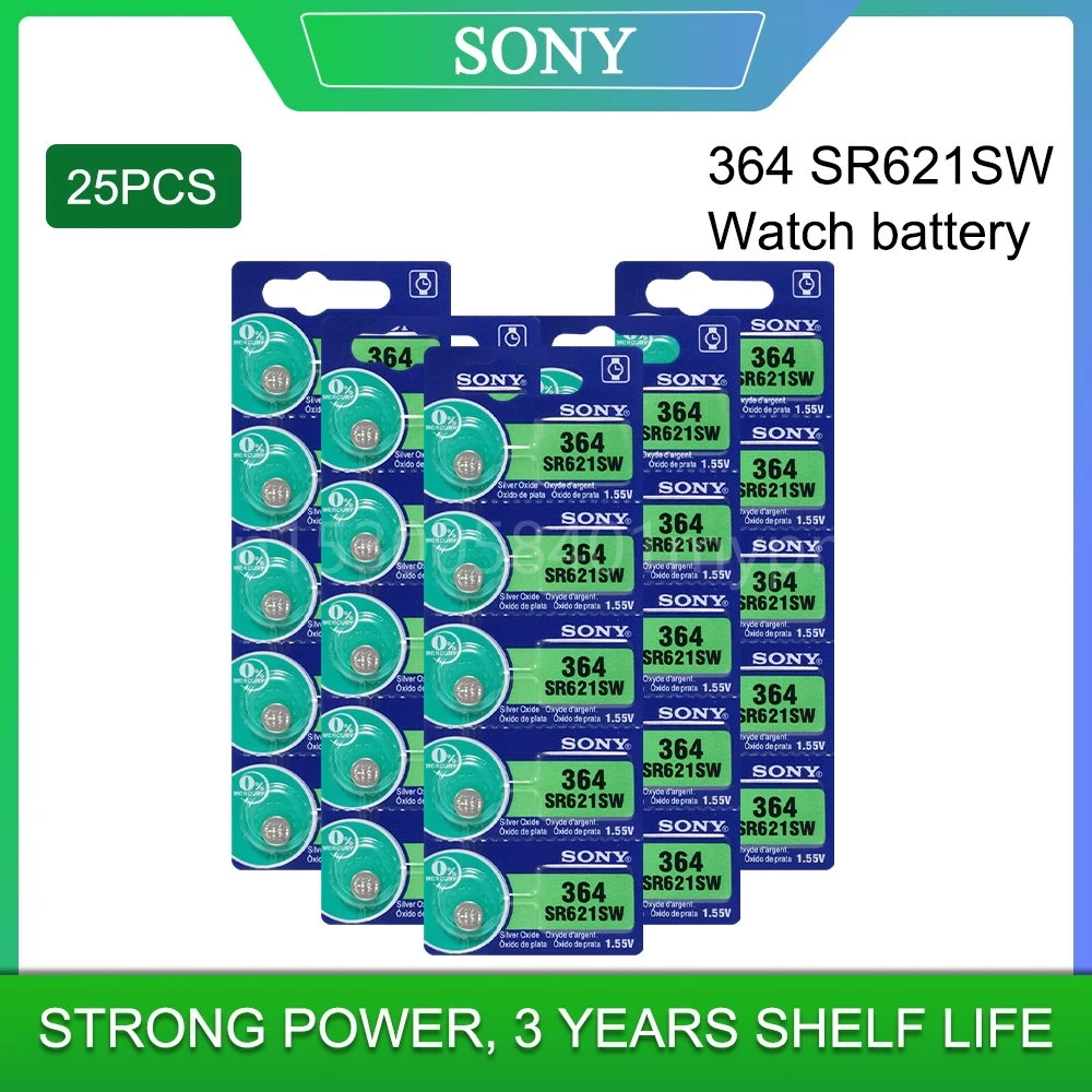 25pcs Original Sony 364 Sr621sw V364 Sr60 Sr621 Ag1 Lr621 164 531 1.55v ...