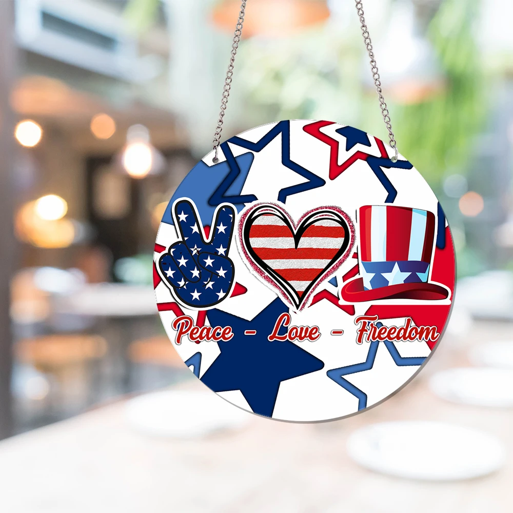 Любовь, мир, свобода 1 шт., красочный витражный акриловый Ловец Солнца для внутреннего/наружного декора и окна с цепочкой