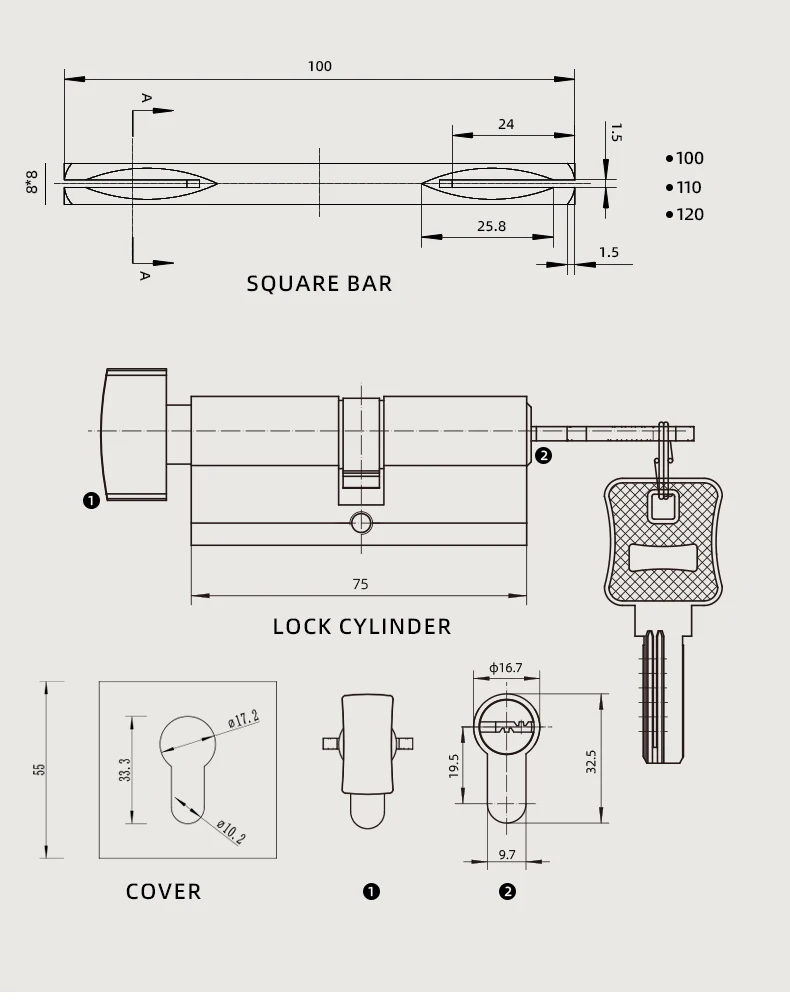 DOOROOM Luxus-Türschloss aus Messing, schwarz-goldfarben, quadratisch, minimalistisch, modern, geräuschlos, für den Innenbereich, Schlafzimmer, Badezimmer, Türgriff, stilvolle Hardware – Detail 6