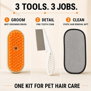 Pet Misting Grooming Brush Set 1