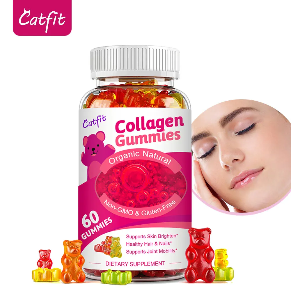 Catfit Organic Collagen Protein Gummies Supplement Firming skin plump Face Skin Hyalyron acid Supplement