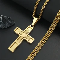 Unisex Stainless Steel Cross Pendant Necklace