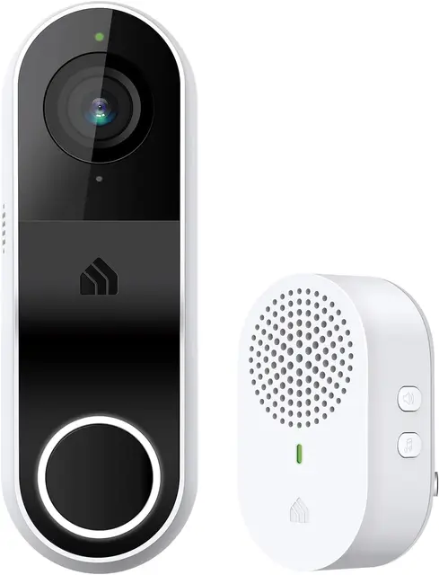 Smart Video Doorbell Camera Hardwired with Chime, 2K Resolution, Night Vision, 2-Way Audio, Works with Alexa & Google Home