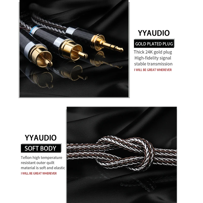 YYAUDIO RCA ̺ HiFi ׷ 3.5mm  2RCA  ̺ AUX RCA  3.5 Y й TV PC  DVD Ŀ ̾