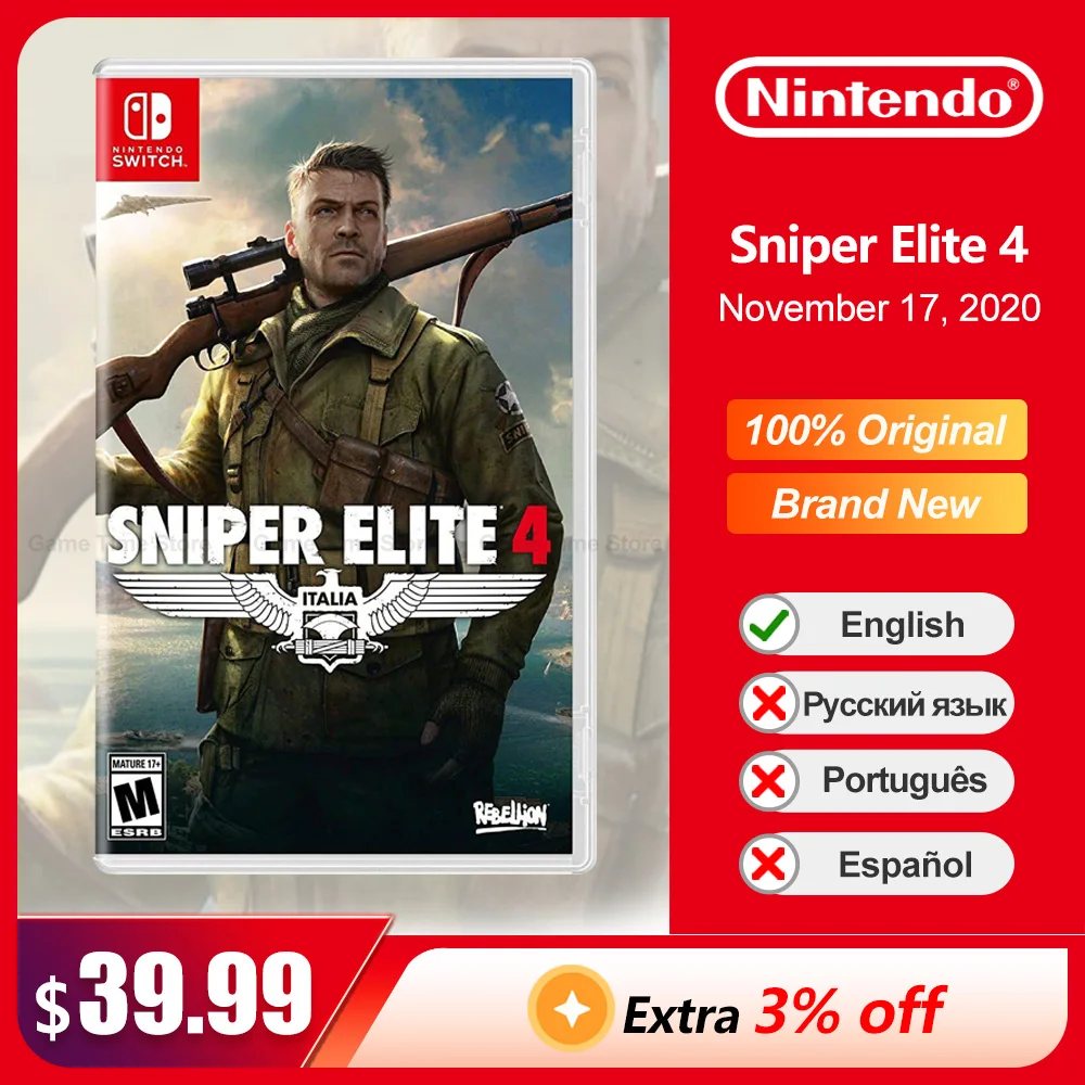 

Sniper Elite 4 Nintendo Switch Game Deals 100% Official Original Physical Game Card Support multiplayer Online for Switch OLED