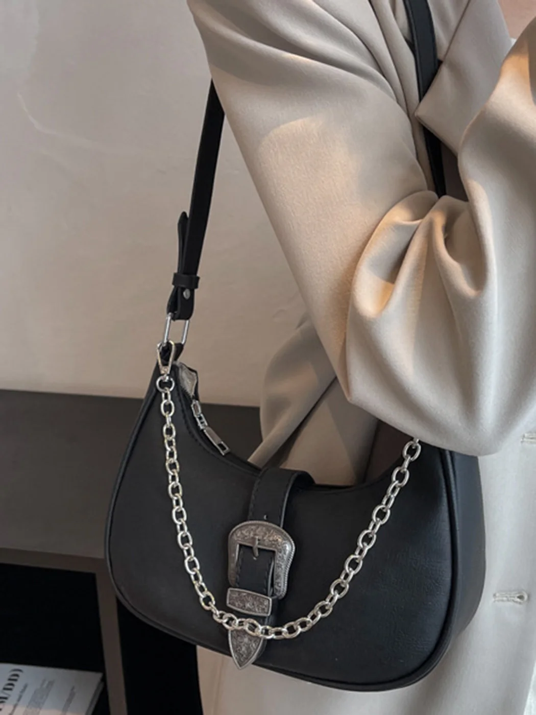 JIAERDI Vintage Solid Half Moon Bags Women 2023 Hot Girls Chain Casual Y2k Handbags Ladies Luxury Designer Handbag Aesthetic