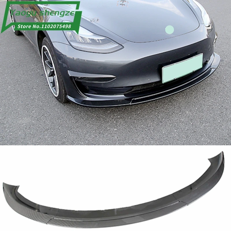 

ABS Front Bumper Lip Spoiler Bumper Lip Spoiler For For Tesla Model 3 Sedan 4-door K Style 16~18