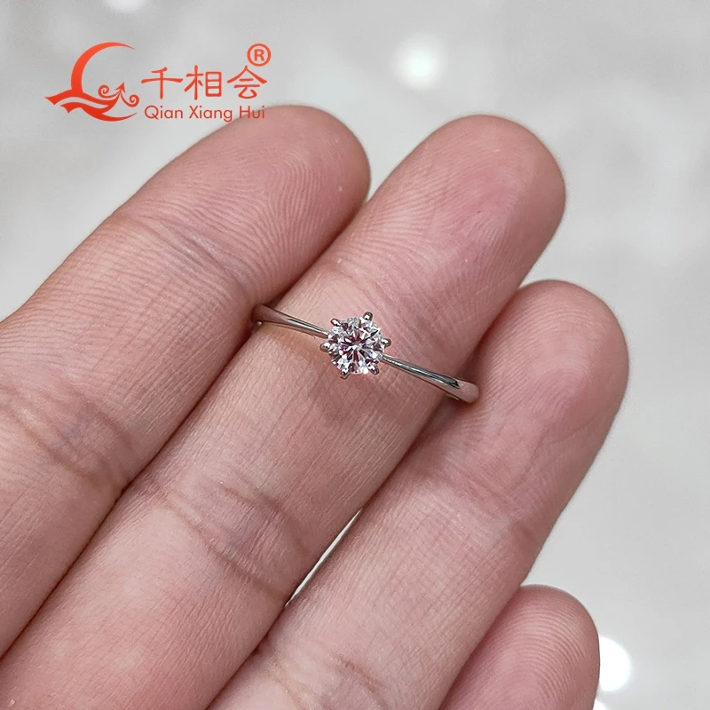 white lab HPHT  diamond ring 10k 14k 18k gold 0.3ct 4mm single round shape with NGIC for dating jewelry
