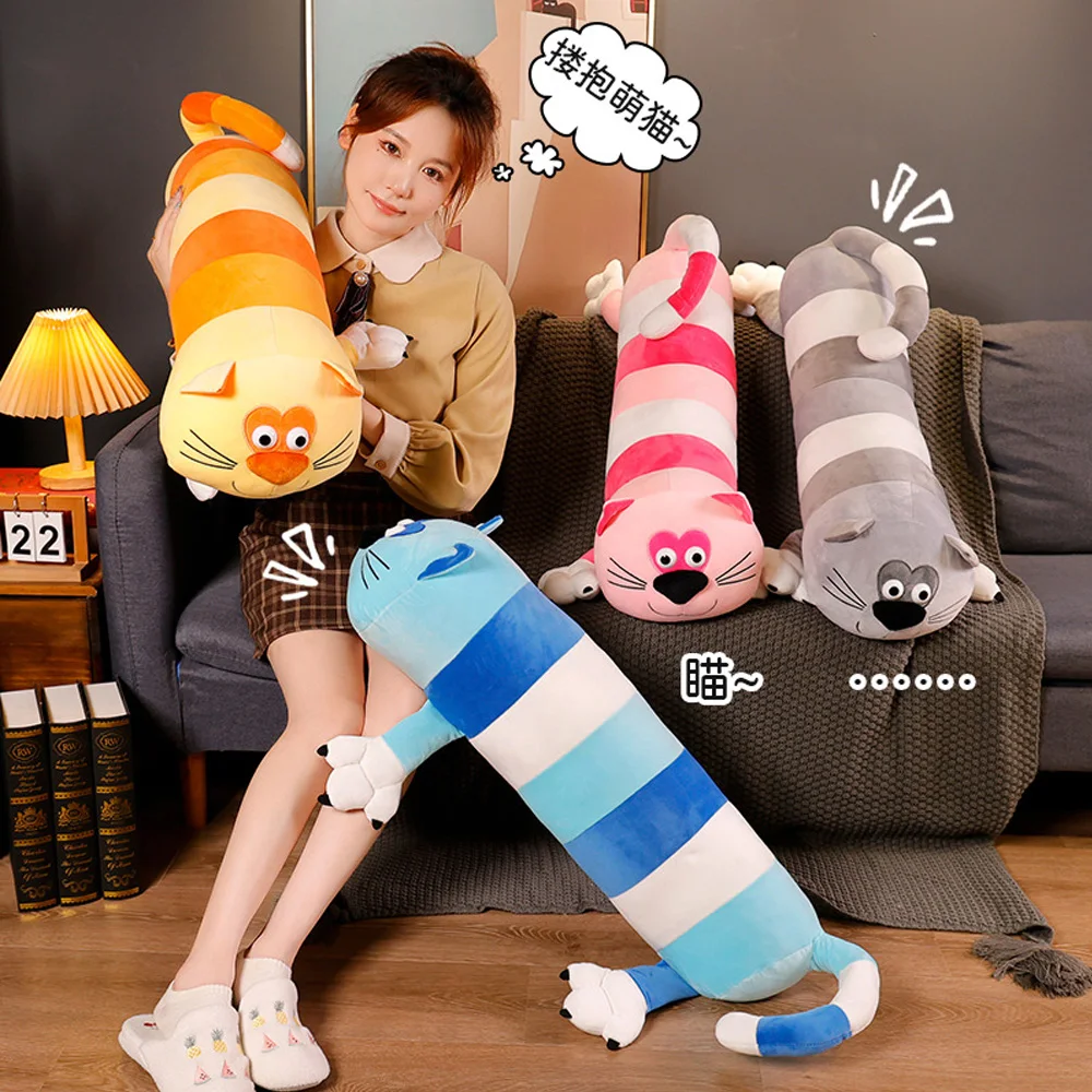 

Kawaii Big Foot Cat Plush Long Pillow Soft Stuffed Strip Kitty Toy Squishy Sofa Cushion Decor Birthday Xmas Gifts for Kids Girls