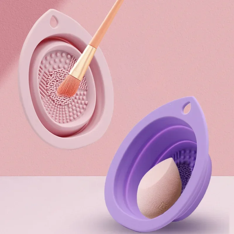 

Silicone Makeup Brush Cleaner Folding Powder Puff Cleaning Bowl Eyeshadow Brushes Washing Soft Mat Beauty Tools Scrubber Box