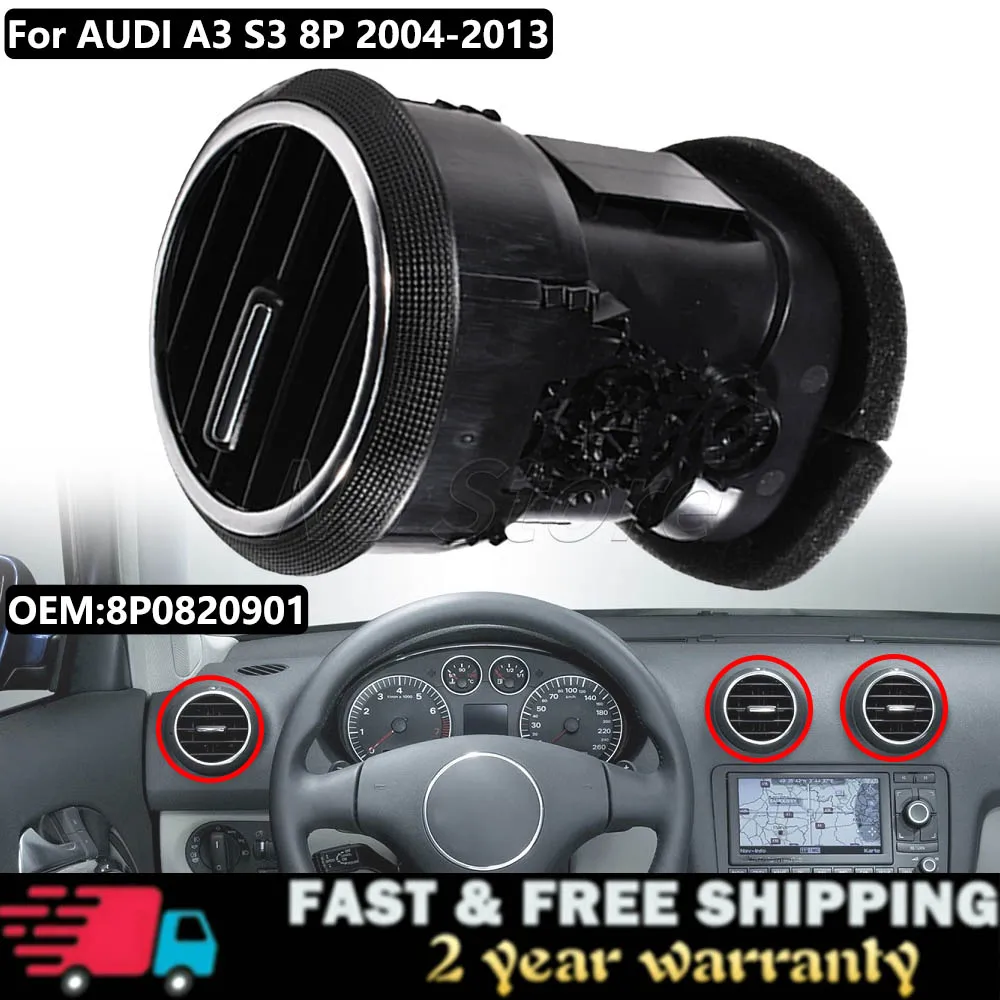 Lüftung Für Audi A3 8P S3 2004-2013 Auto Dashboard Front Dash Air Vent Outlet AC Wärme 8P0820901 8P0820901A 8P0820901C