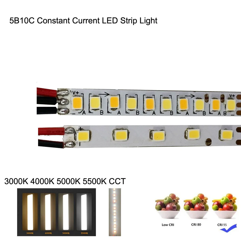 CRI 95 + (납땜 조인트 3 개) 200D 5B10CX2 LED 스트립, 따뜻한 흰색 이중 색상 LED 리본, 샹들리에 천장 램프 수리에 사용  Best Top5