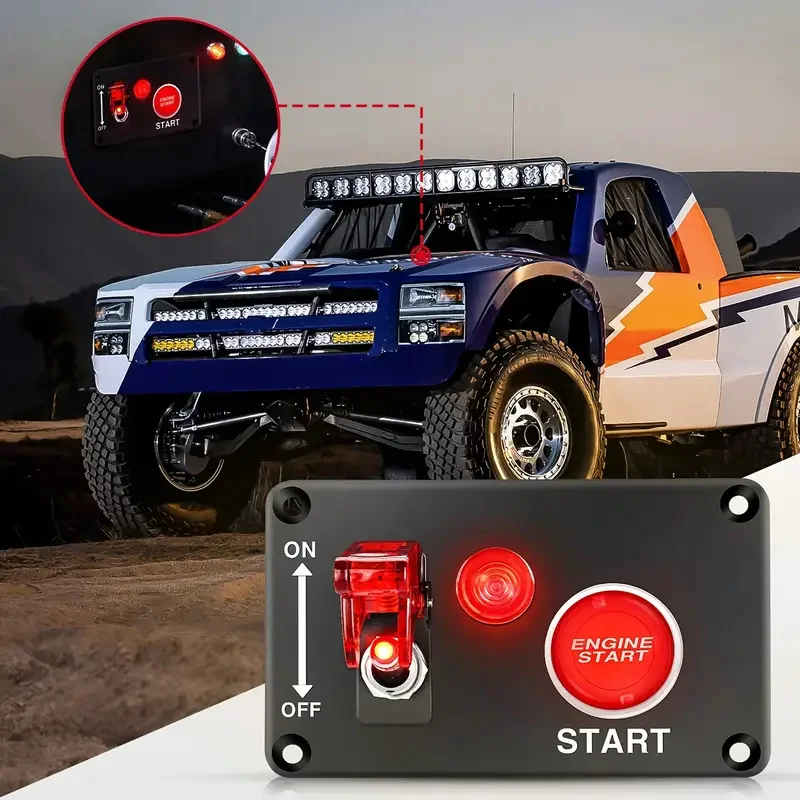 12V Racing Car Ignition Start Stop Button with Lighted Toggle Switch Panel