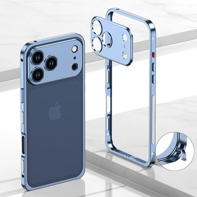 Premium Metal Alloy Shockproof Phone Case with Silicone Lining and Lens Protection