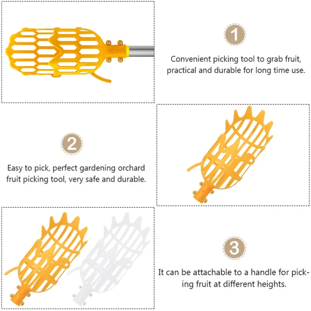Gyümölcsválasztó Gyümölcskapó Orchard Kertészkedés Farm Fagák Gyümölcs Kollekció Mély Kosár Alma Szedés Fejkészlet Kerti Szerszámok - Image 6