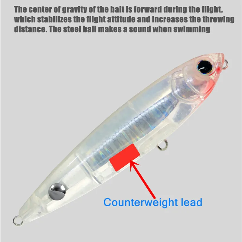 GREENSPIDER Topwater Pencil Surface Fishing Lure - Walk The Dog Artificial Saltwater Bait