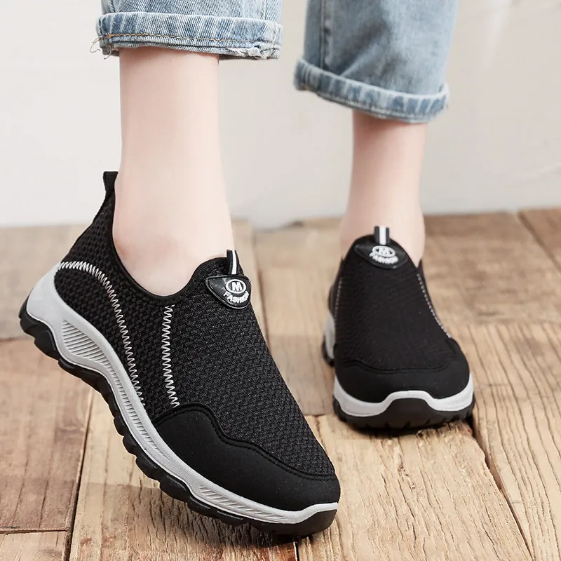 Spring Air Mesh Women's Shoes Fashion Slip-On Light Breathable Flats Size 36-40