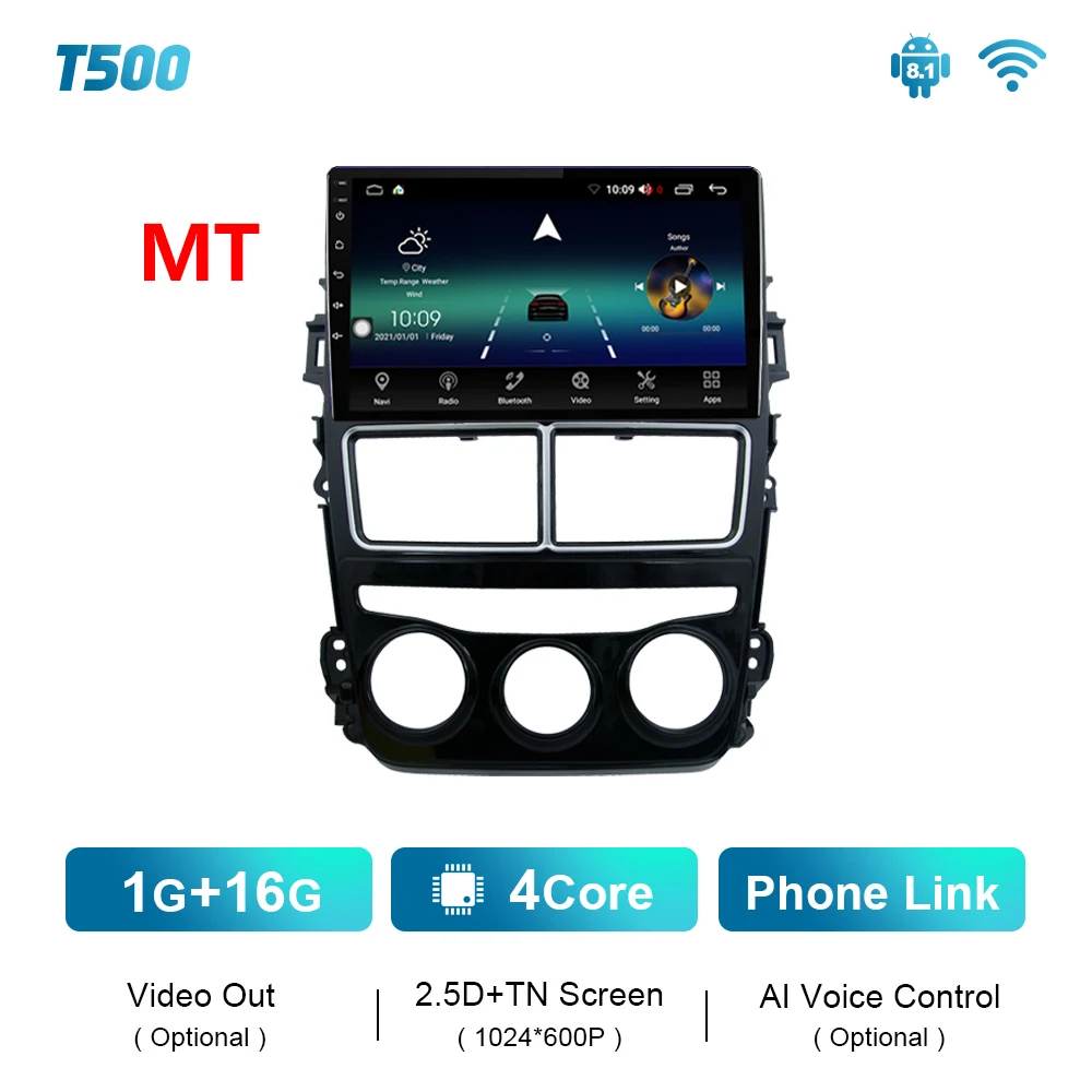 pioneer head unit EKIY T900 QLED For Toyota Vios Yaris 2018 2019 2020 Car Radio Multimedia Video Player Navigation GPS Android Auto No 2 Din DVD headrest blu ray player Car Multimedia Players