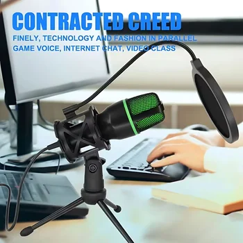 Professional Condenser Microphone Kit with Tripod Stand RGB Lighting Gaming USB Microphone for Streaming YouTube Podcasts Video Studio Recording PC Computer Laptop Mute Button Voice Changer 3