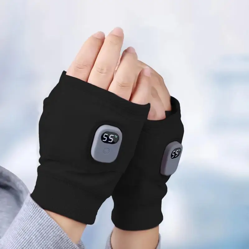 Fingerless Gloves Rechargeable Heated Gloves 360 surround Thermal Heated Gloves Winter Windproof Warm Fingerless for Outdoor Hiking Cycling fingerless gloves thermal gloves