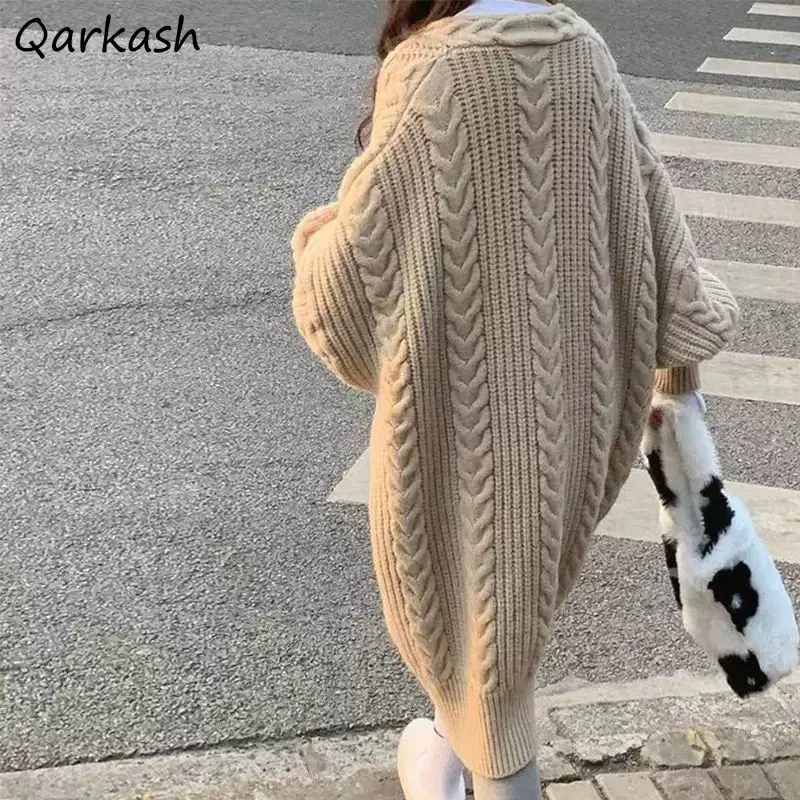 

Cardigans Women Baggy Long Cozy Winter Sweet Leisure Knitted Harajuku Korean Fashion Clothing Open Stitch Designed Ladies Gentle